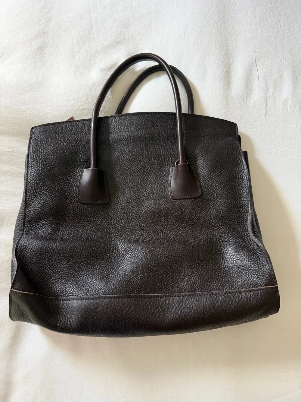 Men’s Dark Brown Leather Briefcase Tote - Professional Work Bag